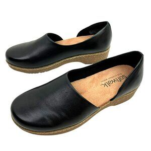 Softwalk Addie Leather Wedge Slip-On Comfort Shoes Womens Size 9M Black